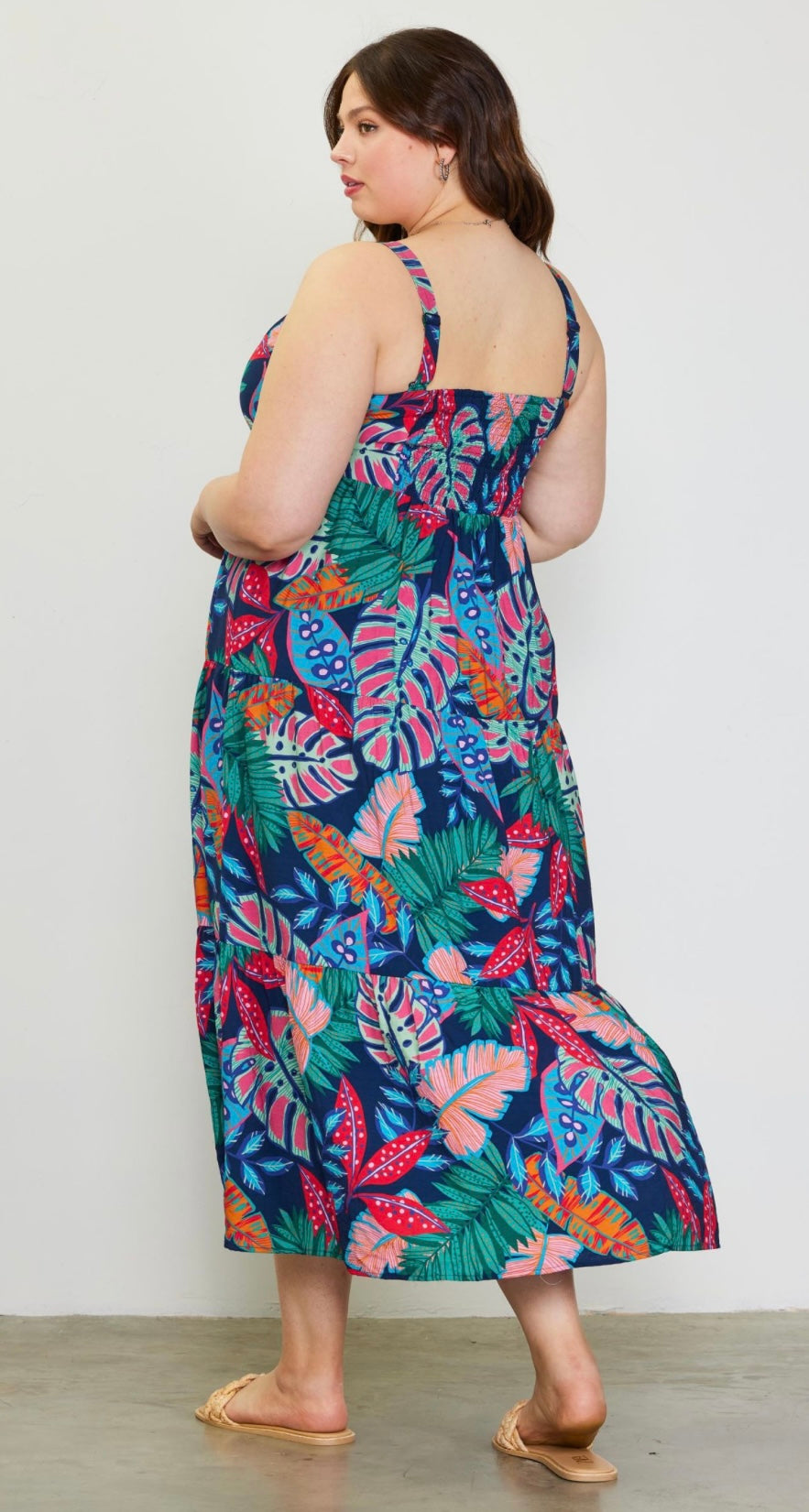 Tropical Print Tiered Maxi - Plus