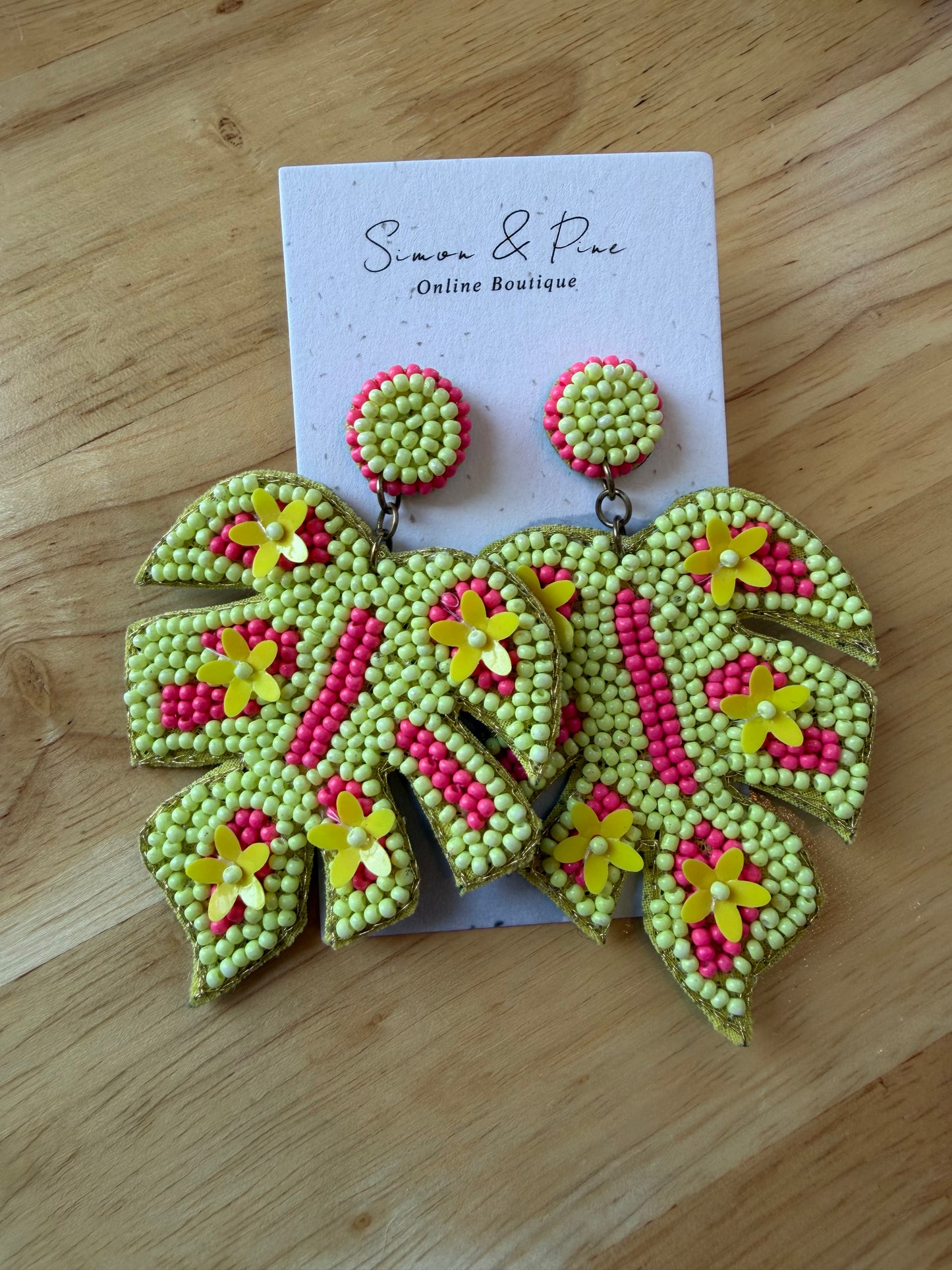 Tropical Bloom Beaded Statement Earrings