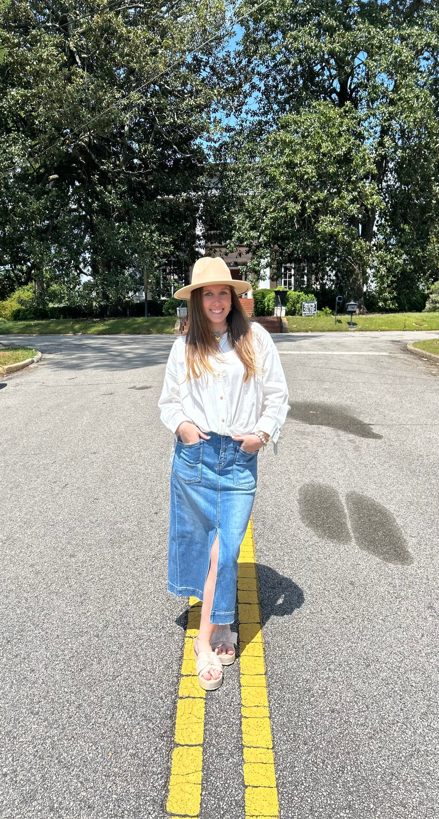High Rise Utility Midi Skirt