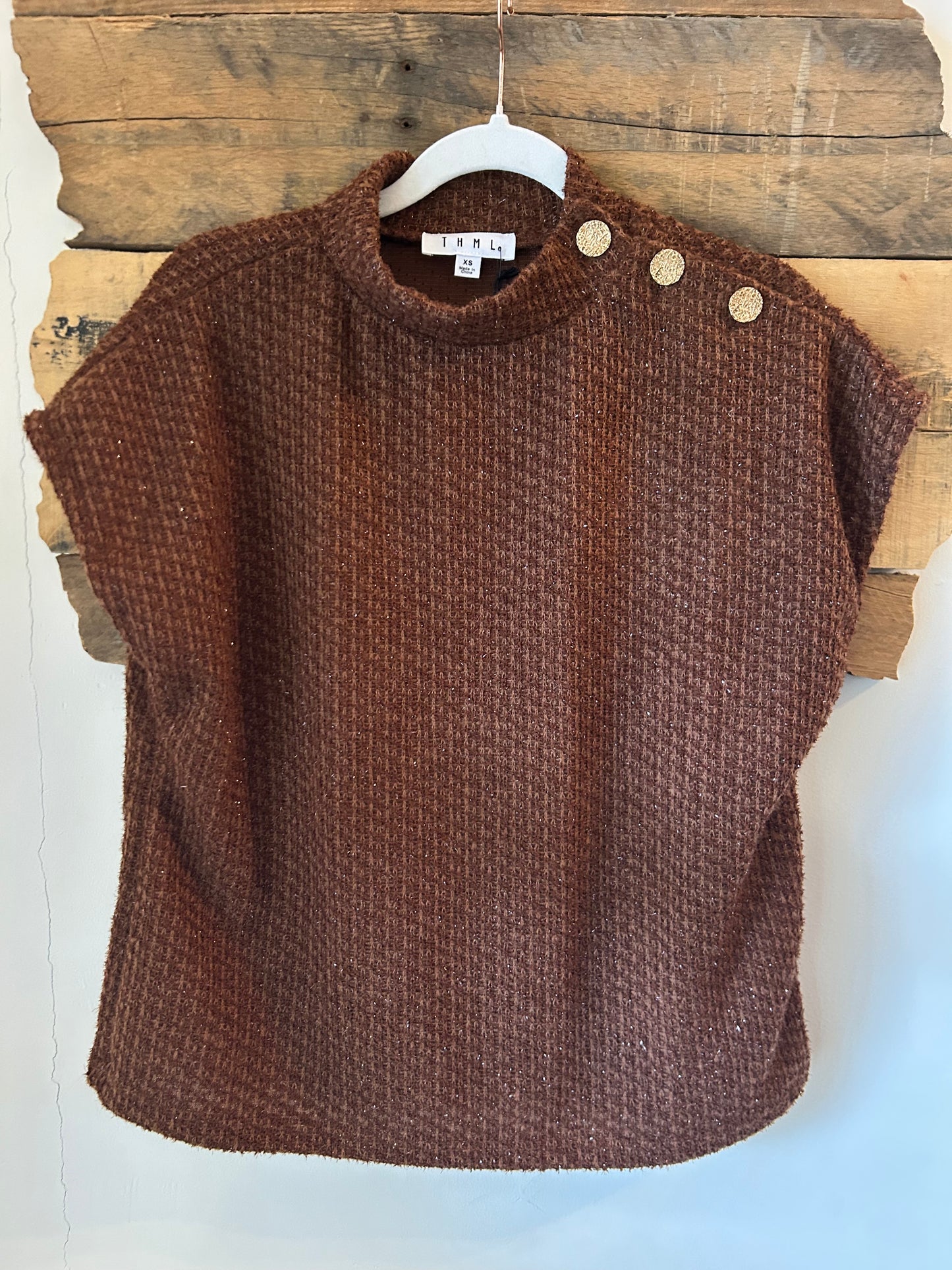 Short sleeve tweed top