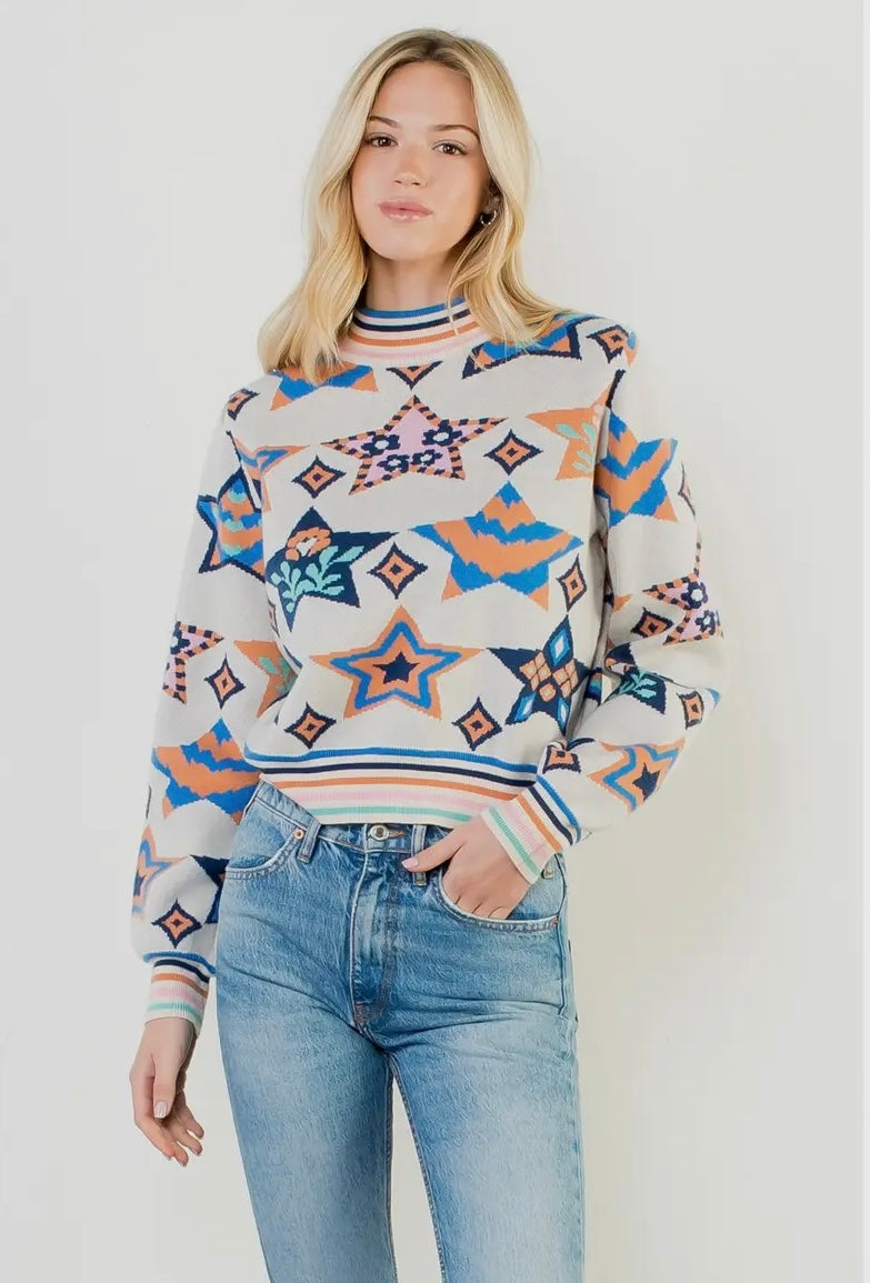 Geometric Star Mock Neck
Knit Sweater