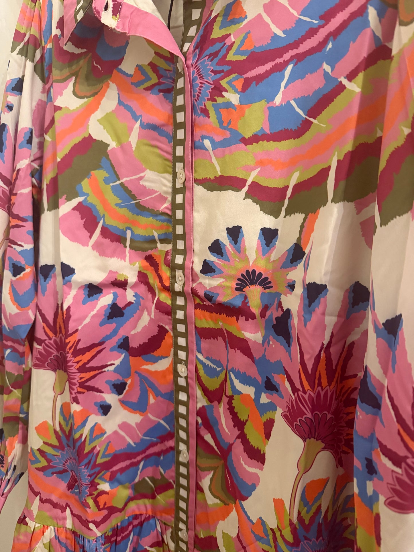 THML Floral Button-Front Tiered Dress