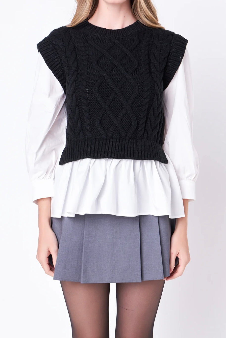 Mixed Media Cable Sweater