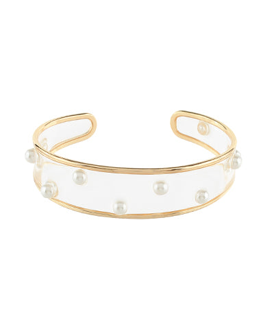 Clear & Pearl Cuff Bracelet