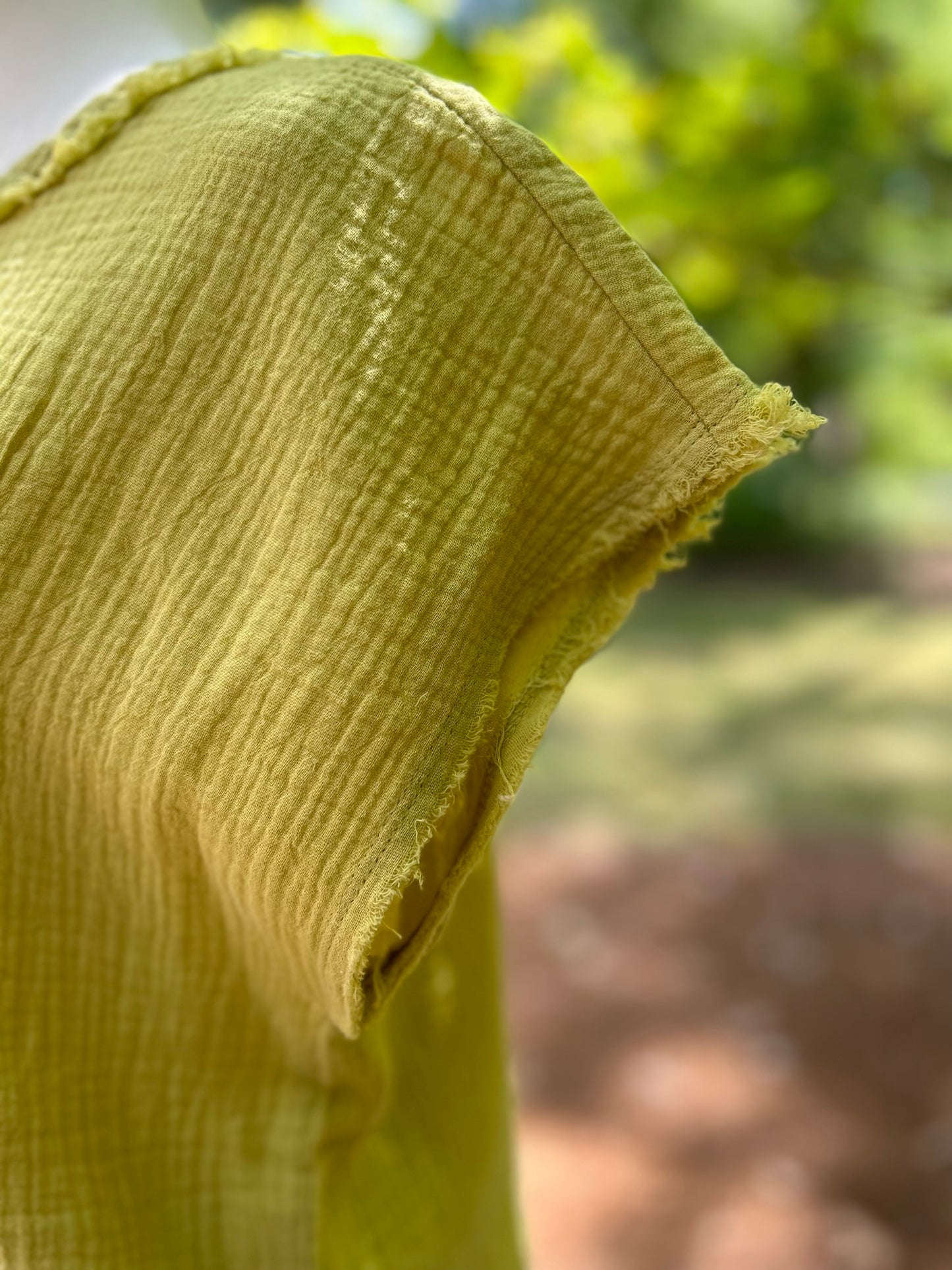 Raw Edge Gauze Top