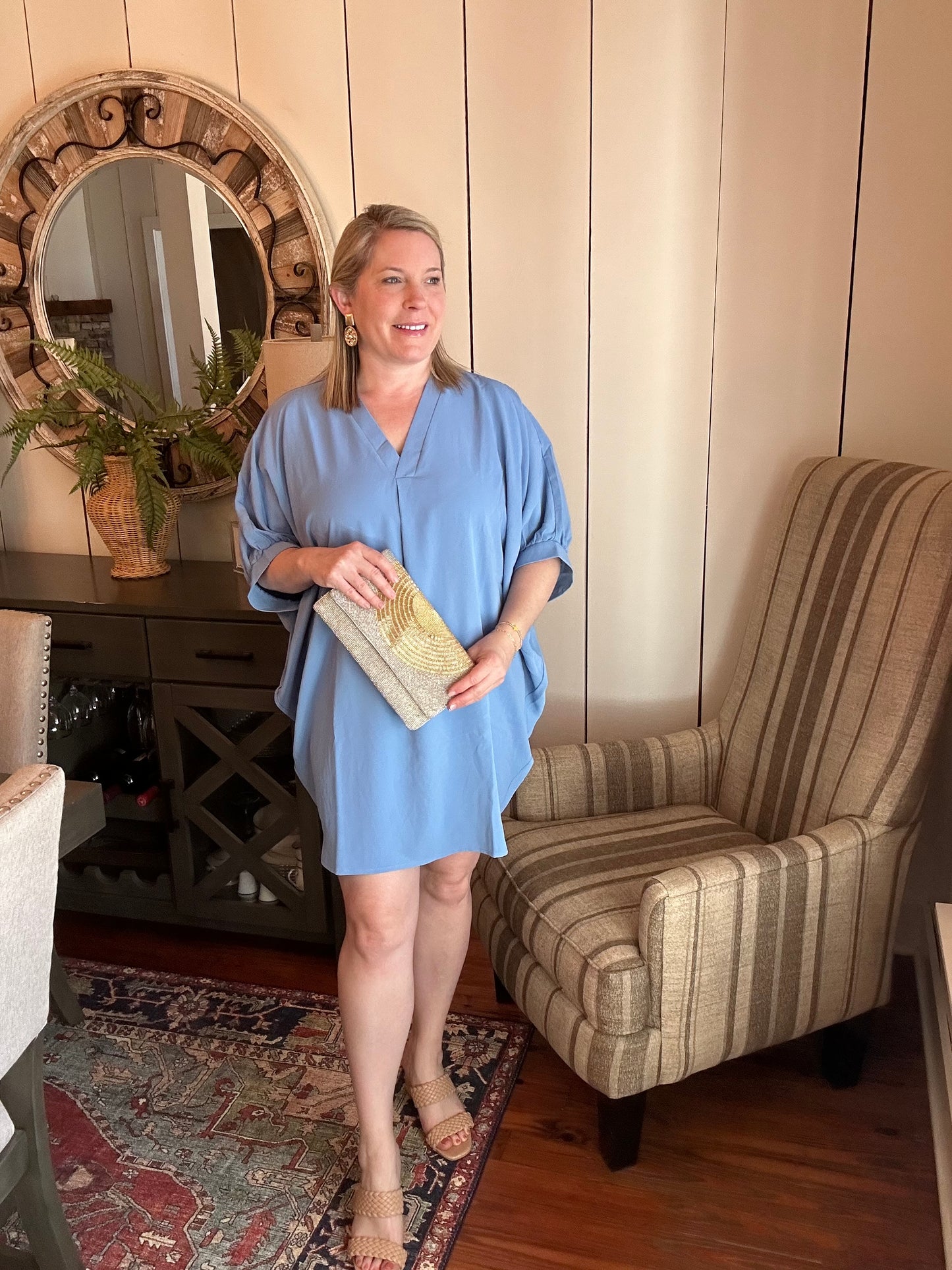 Tunic dress with tulip hem