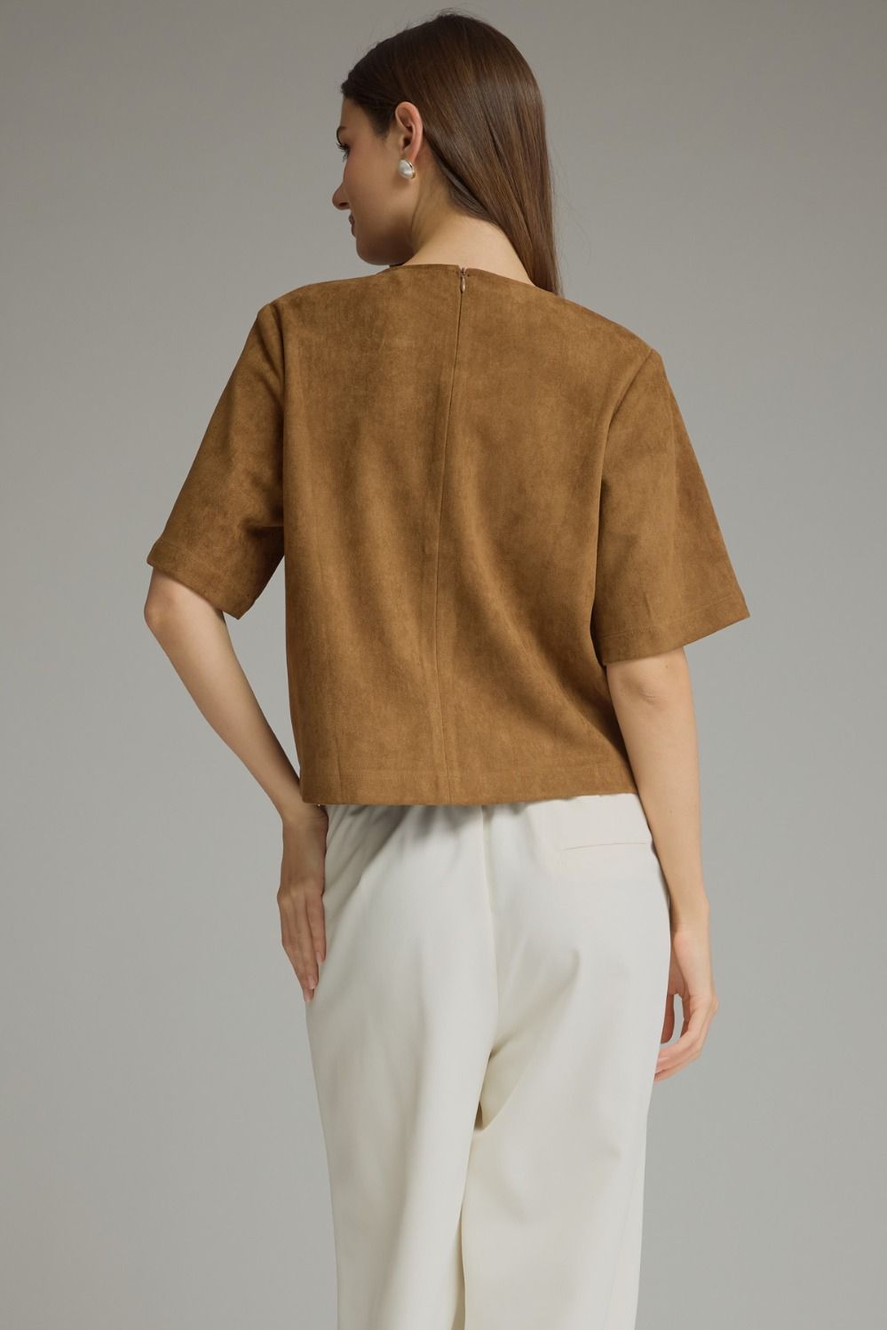 Suede top with metal detail