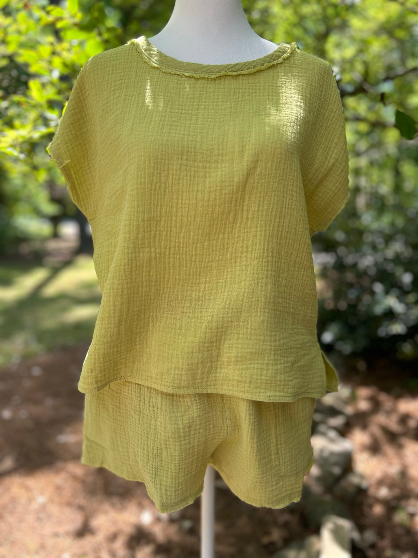 Raw Edge Gauze Top