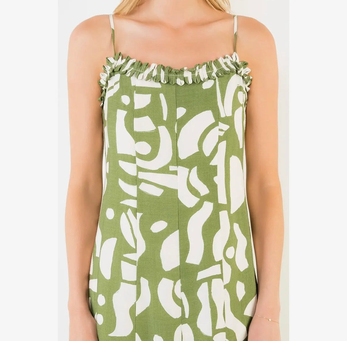 Thin Strap Print Midi Dress