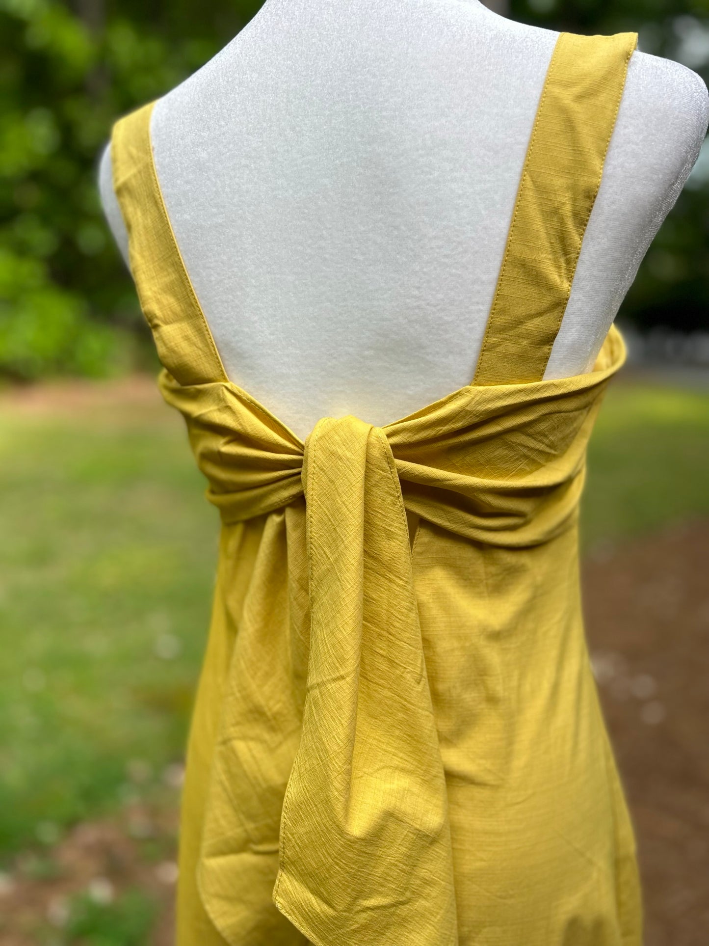 Back Tied Sleeveless Maxi Dress in Golden Yellow