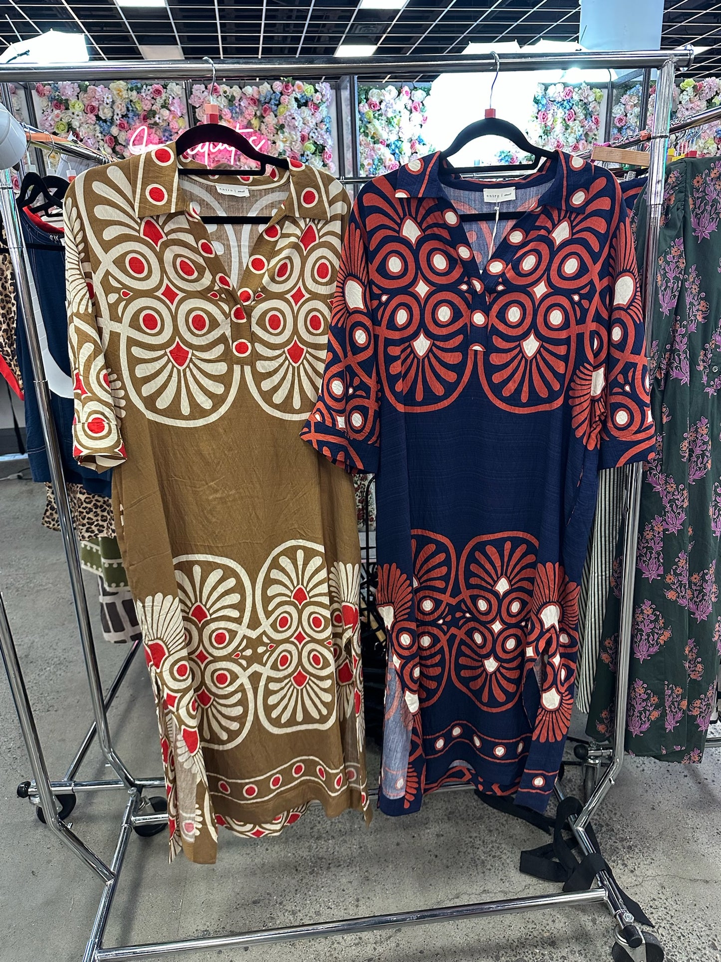 Geometric print midi dress