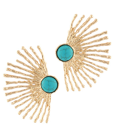 Half SunBurst Metal Earrings