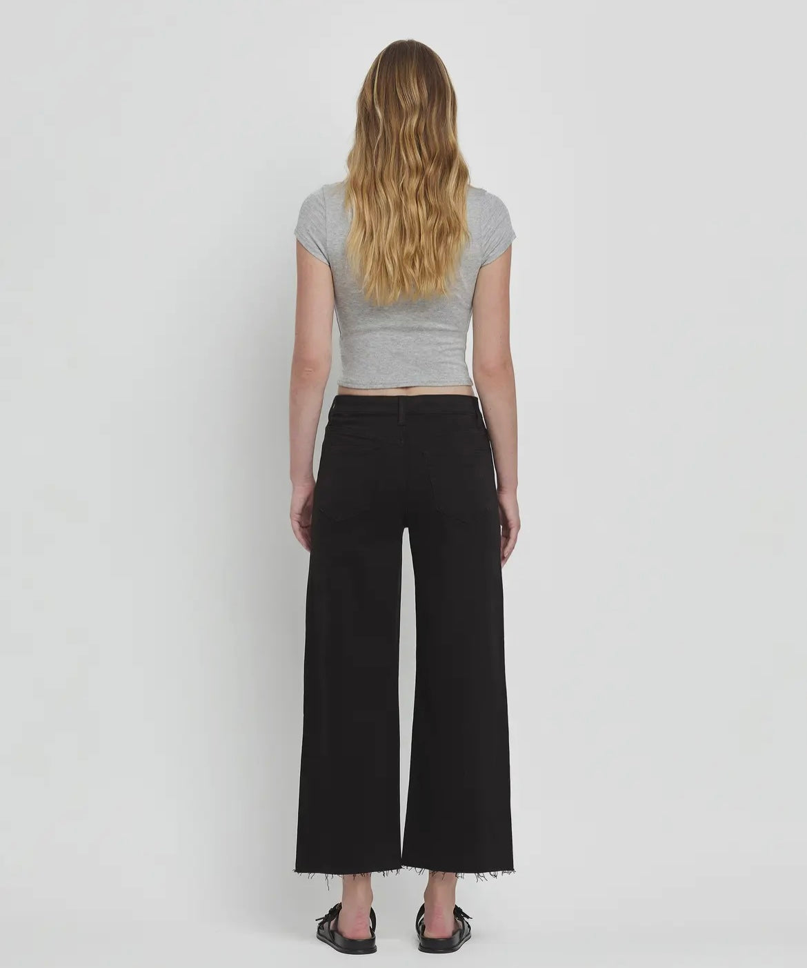 High Rise Crop Wide Leg - Black
