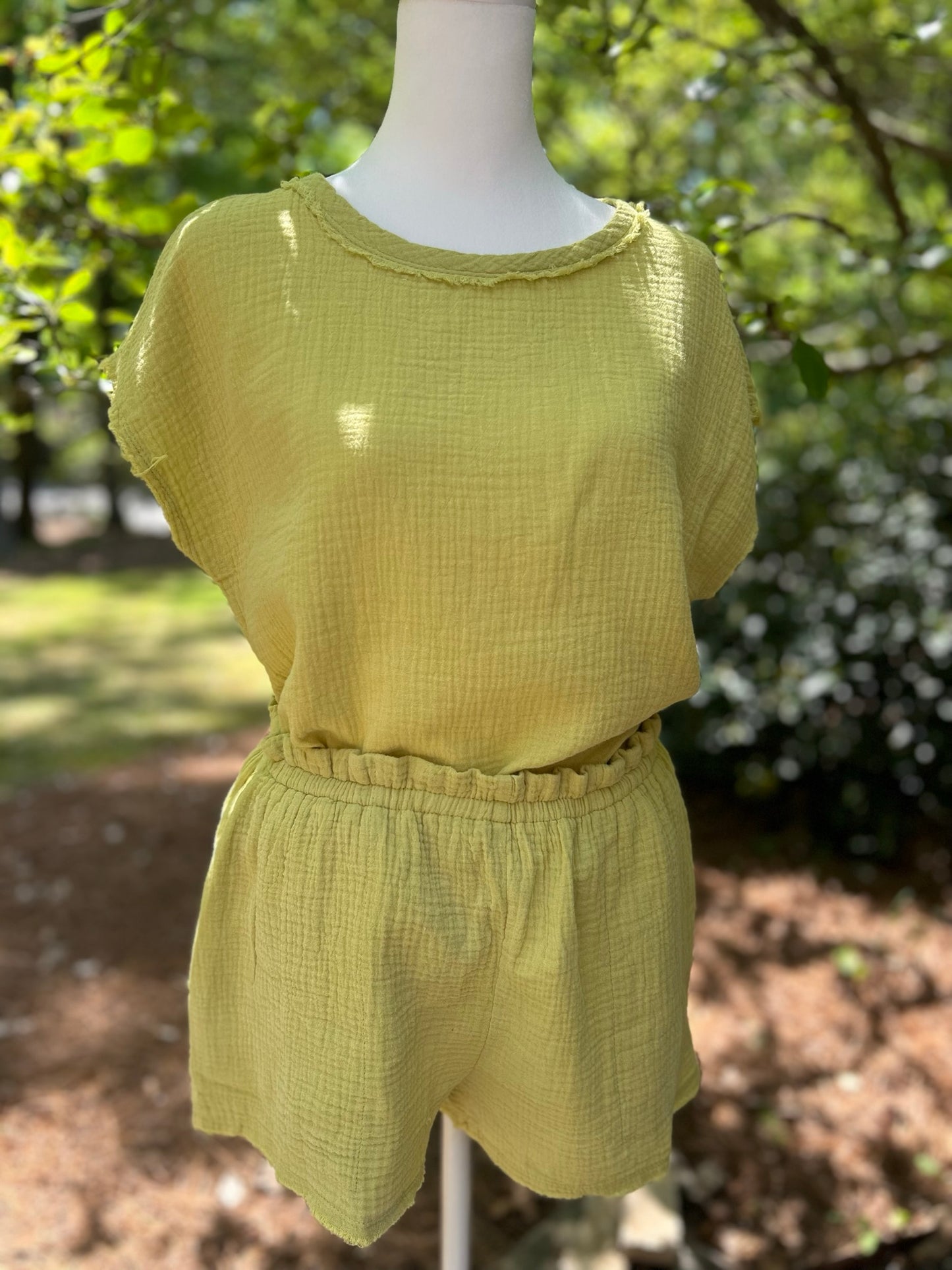 Raw Edge Gauze Top