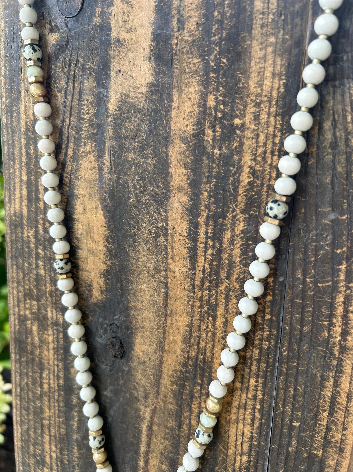 Hammered Disk + Bead Necklace