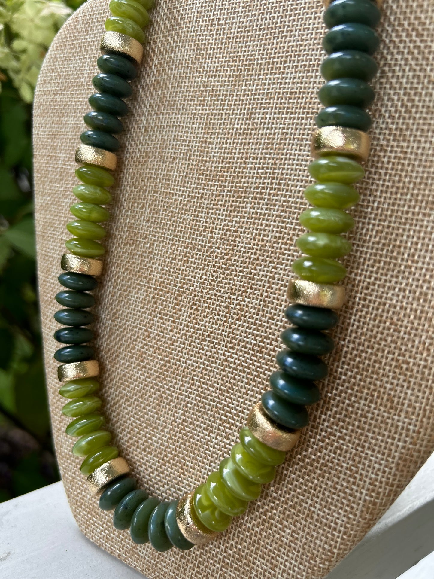 Stone + Textured Metal Necklace (Multiple Colors!)