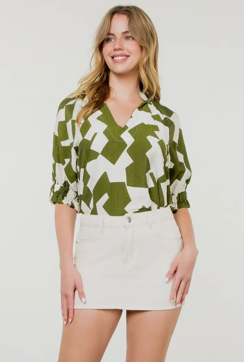 Geo Top in Olive