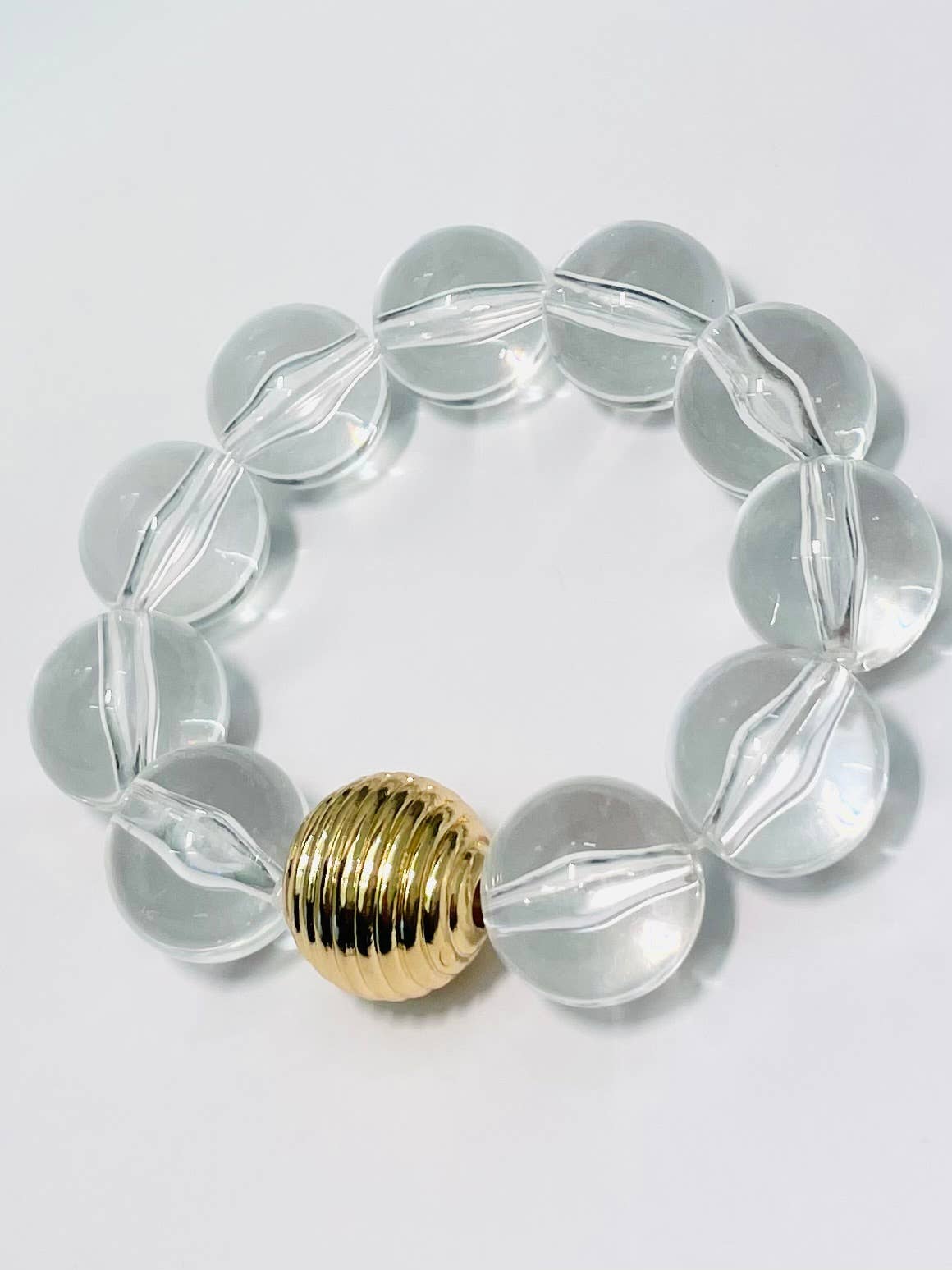 Acrylic Big Ball Bracelet (clear/gold)
