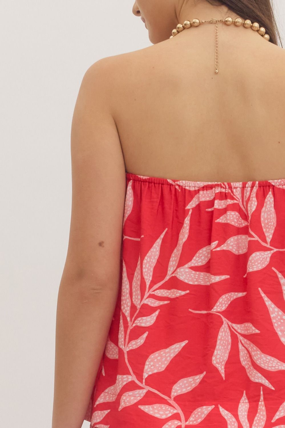 Botanical strapless top