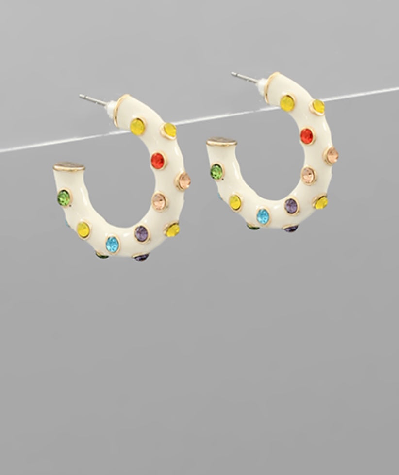 Crystal Studded Hoops