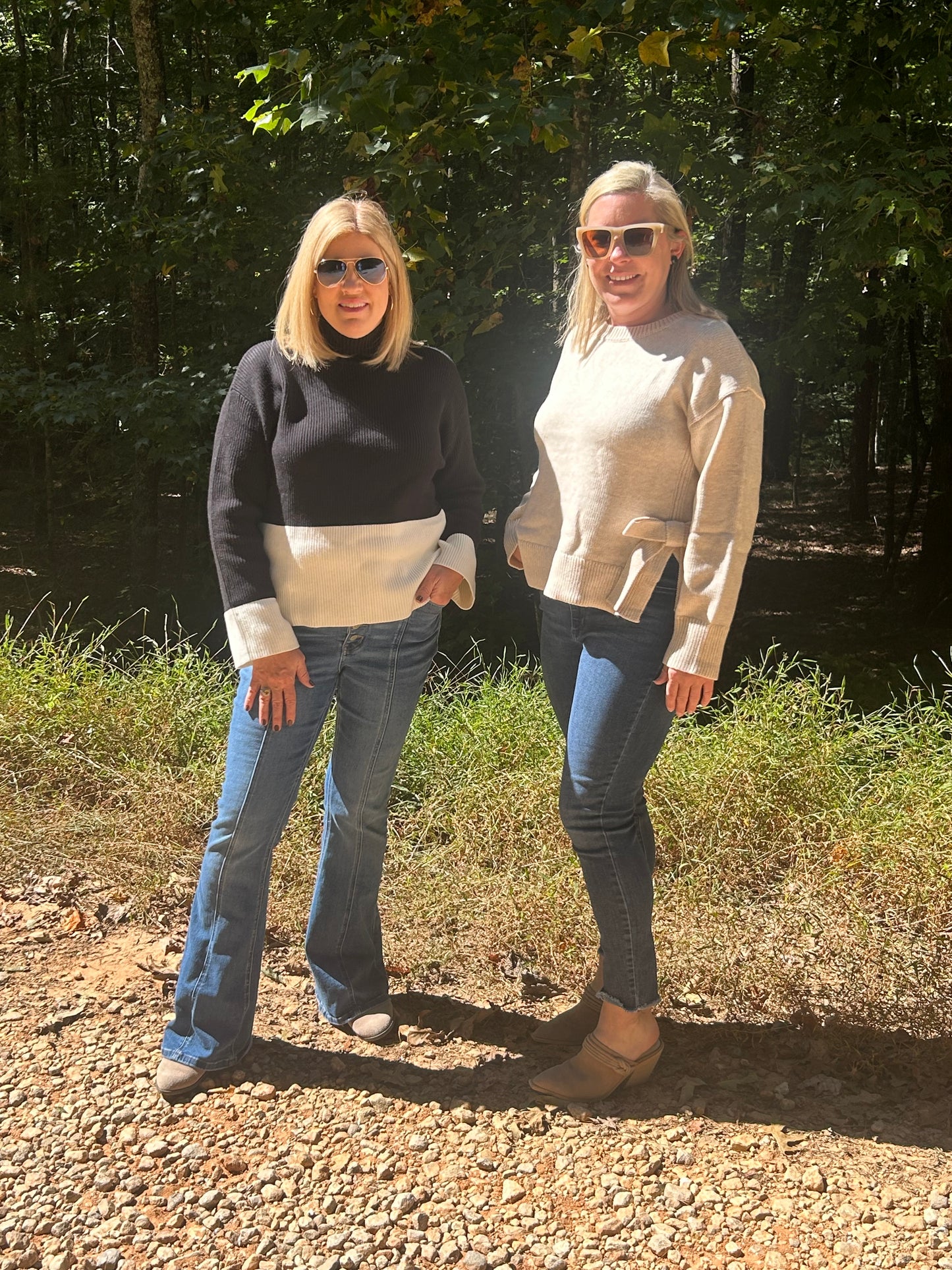 Side-tie crew neck sweater