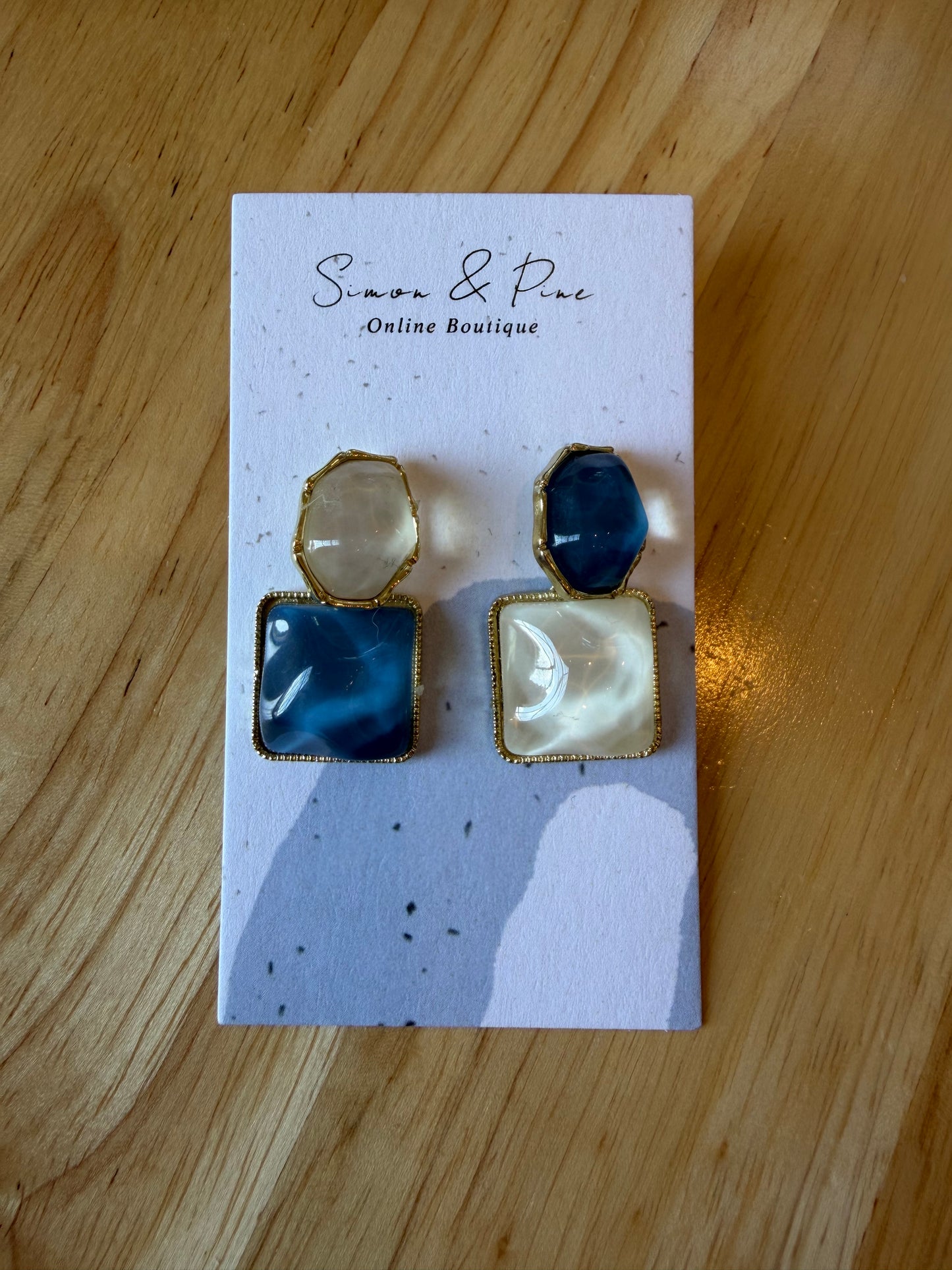 Blue & Ivory Statement Earrings