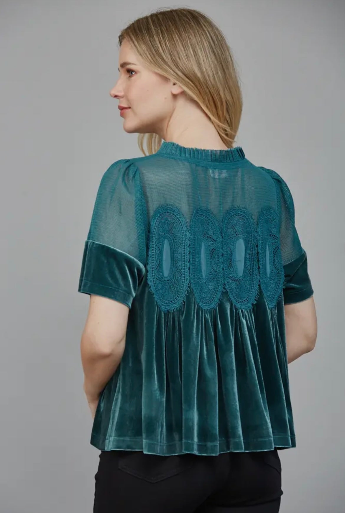 Lace Detail Velvet Babydoll
Top