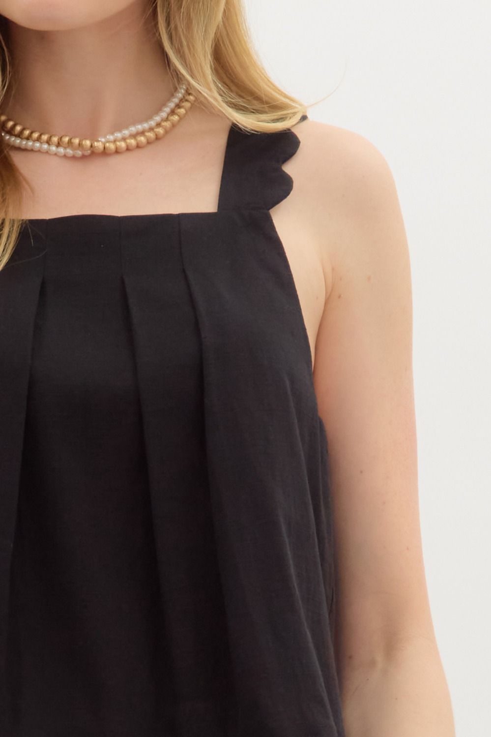 Scallop shoulder strap top
