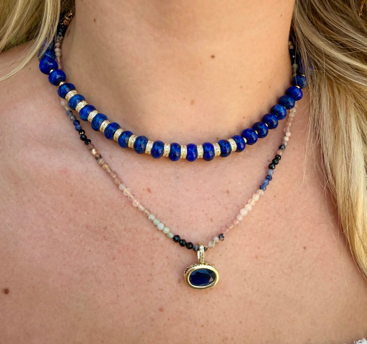Tyson Beaded Necklace with Cz Charm - Purple