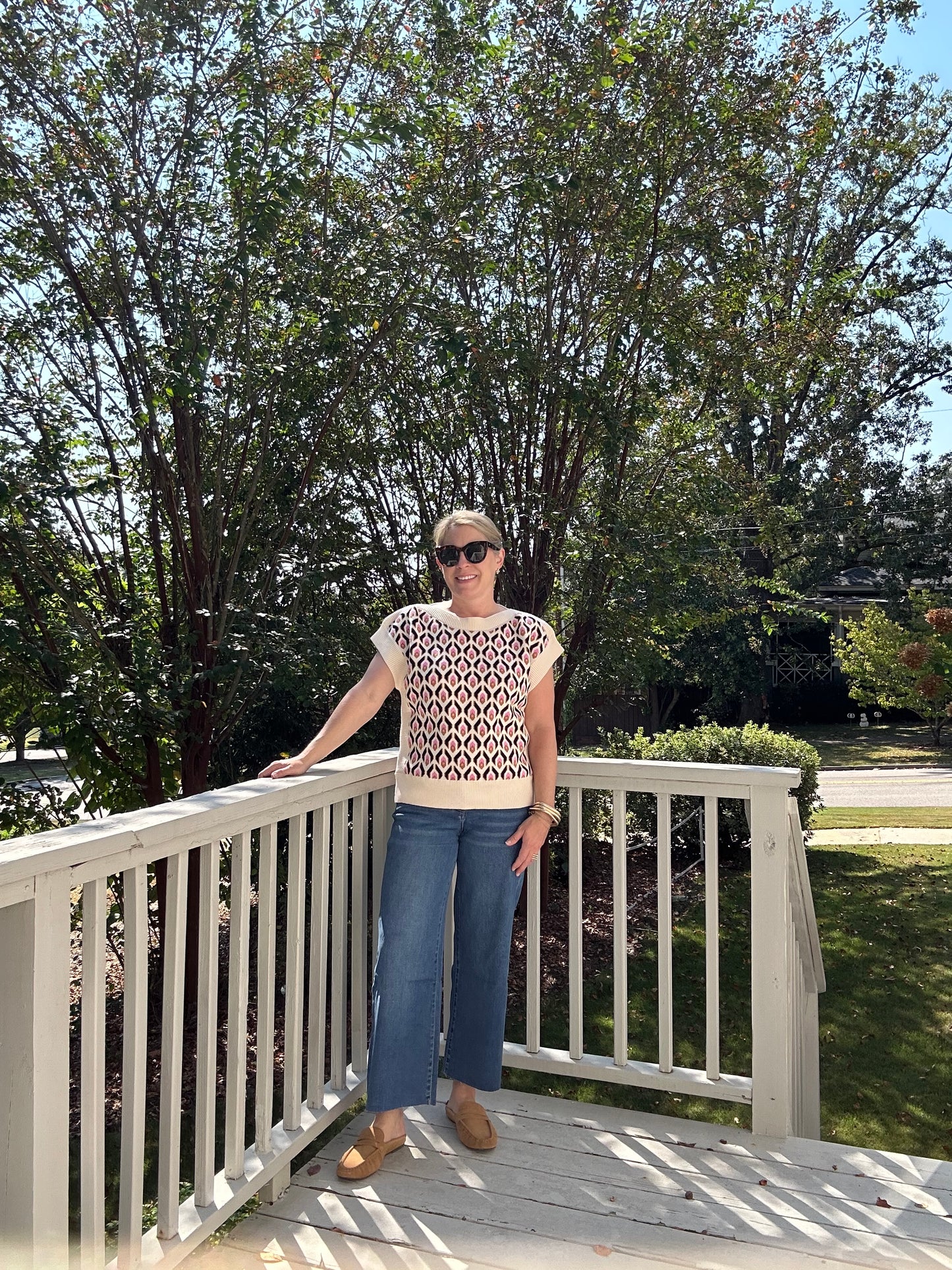 Sleeveless Patterned Knit Top