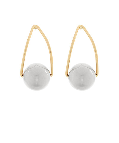 Metal Ball Link Double Layered Earrings