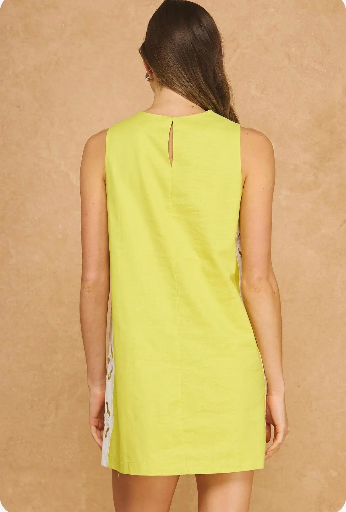 Embroidered Floral Cutout Sleeveless Shift Mini Dress