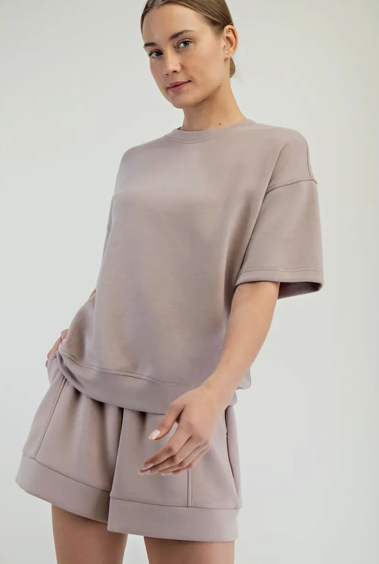 Modal Scuba Basic Short Sleeve Top and Skort Set