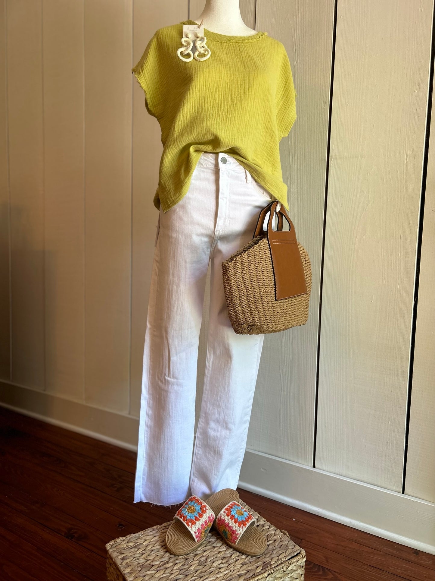 Raw Edge Gauze Top