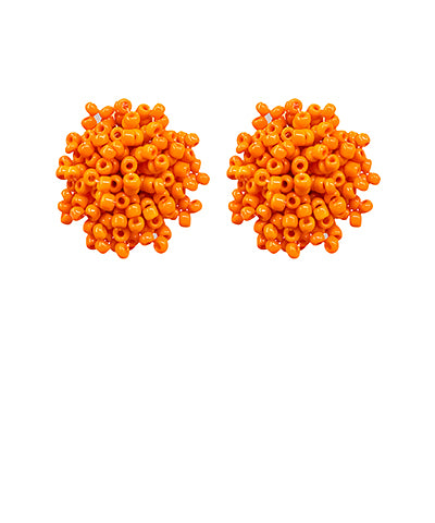 Beaded Pom Pom Earrings