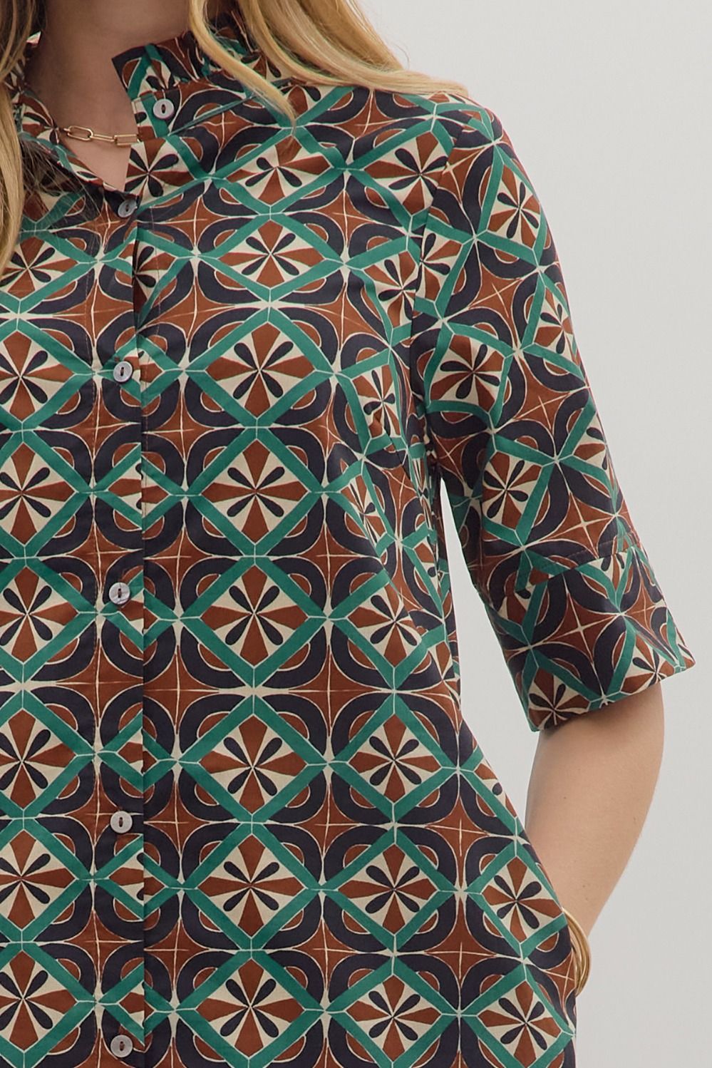 Geometric print midi dress