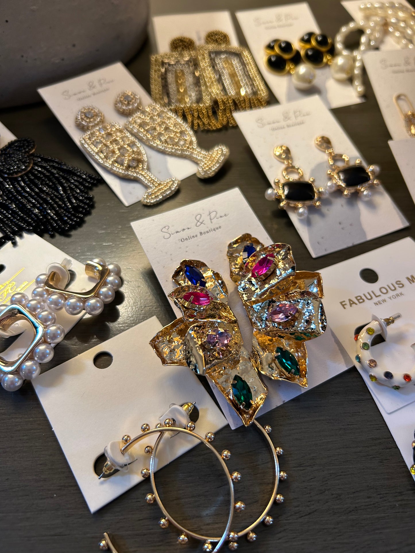 Textured Wing Shape + Marquise Earrings