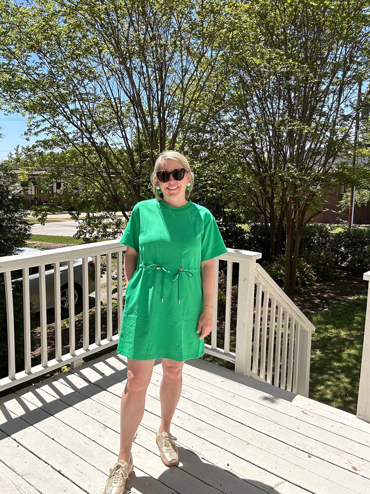 Cinched waist short sleeve dress