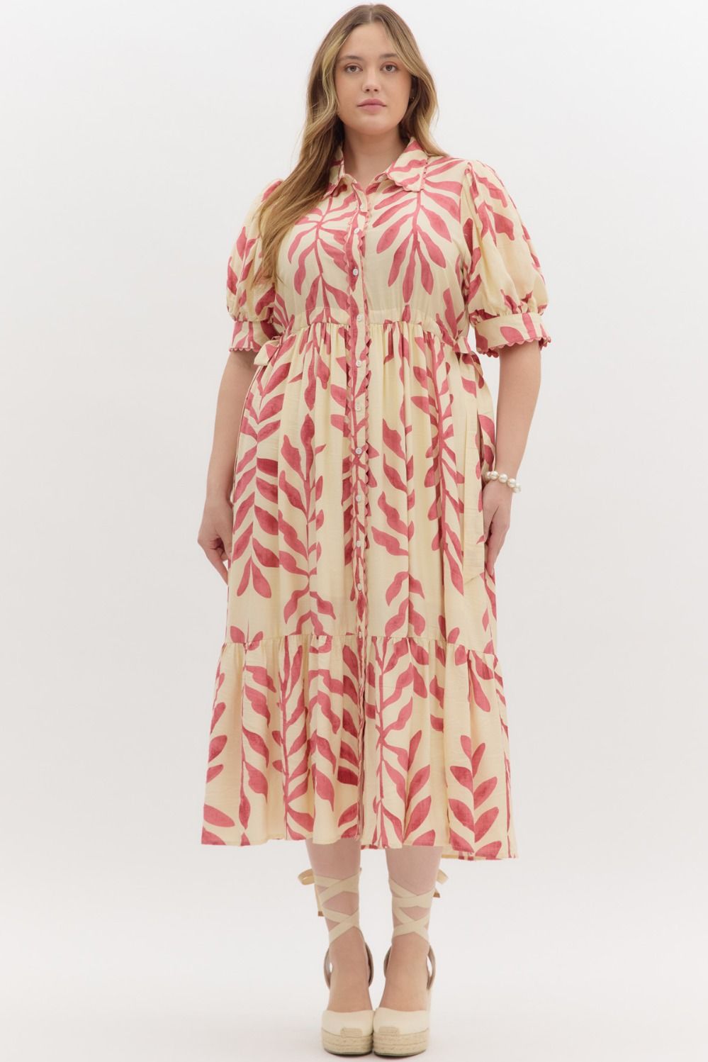 Botanical print midi dress - Plus
