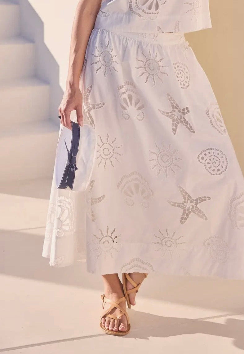 Seaside Embroidered Eyelet Maxi Skirt (Two Colors!)