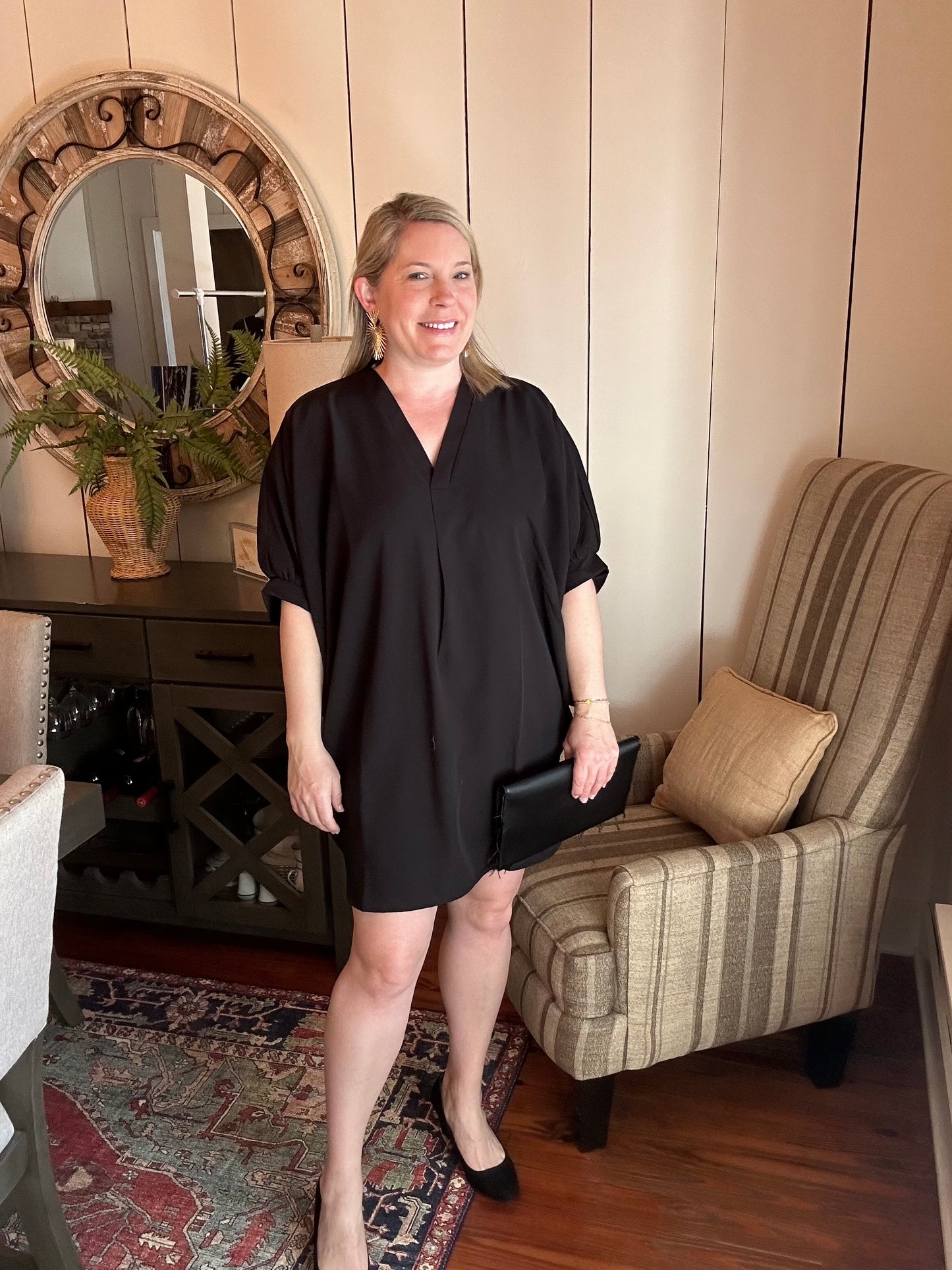 Tunic dress with tulip hem