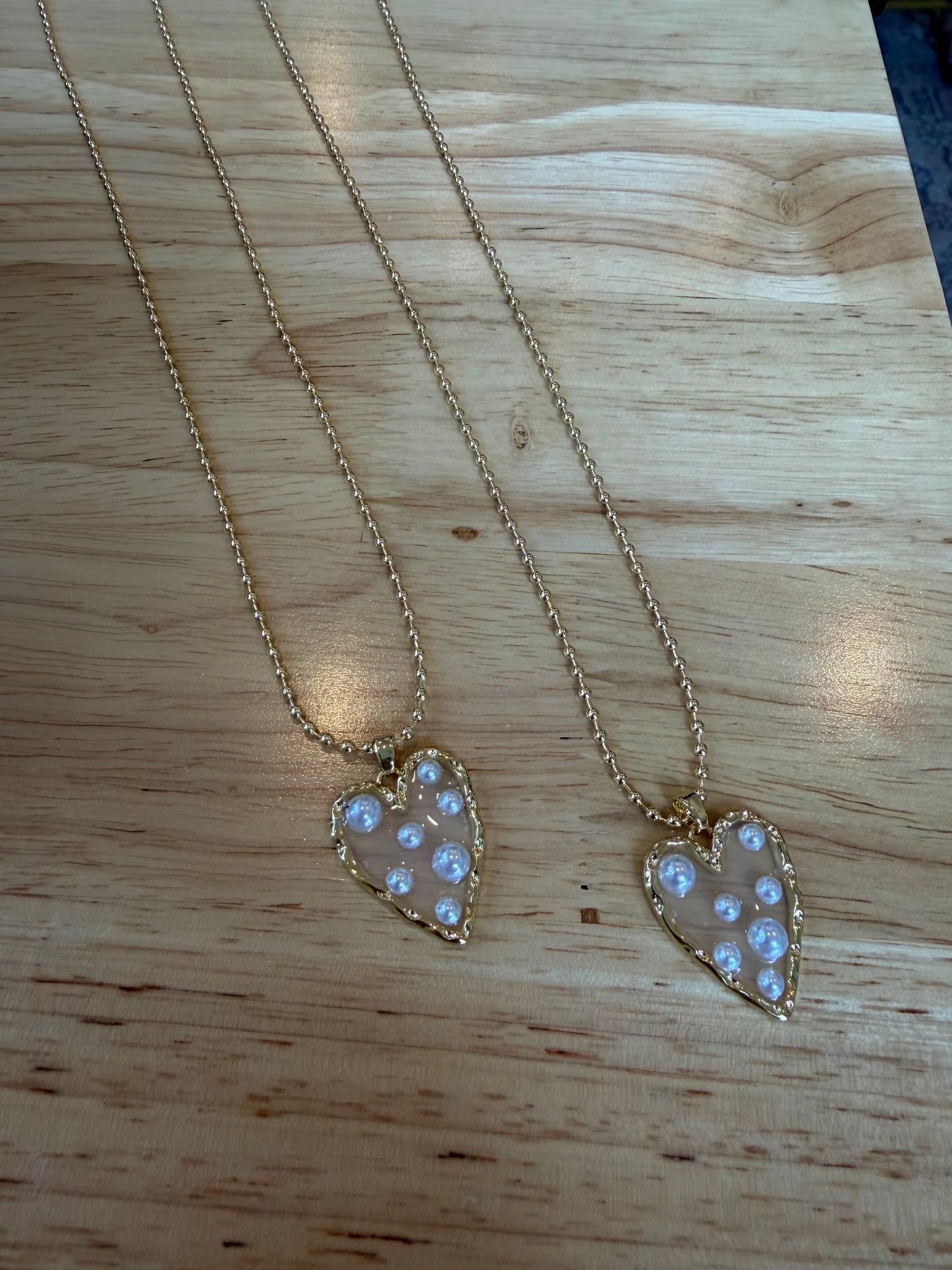 Heart + pearl necklace