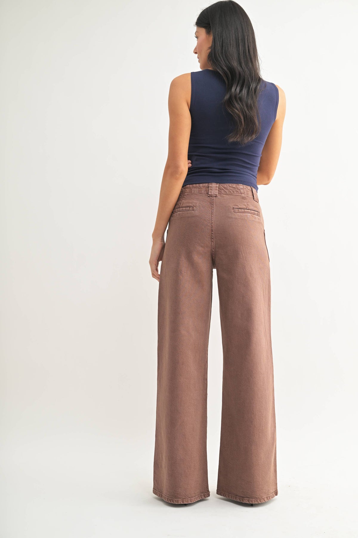 Patch Pocket Wide Leg Flare - VINTAGE BROWN -