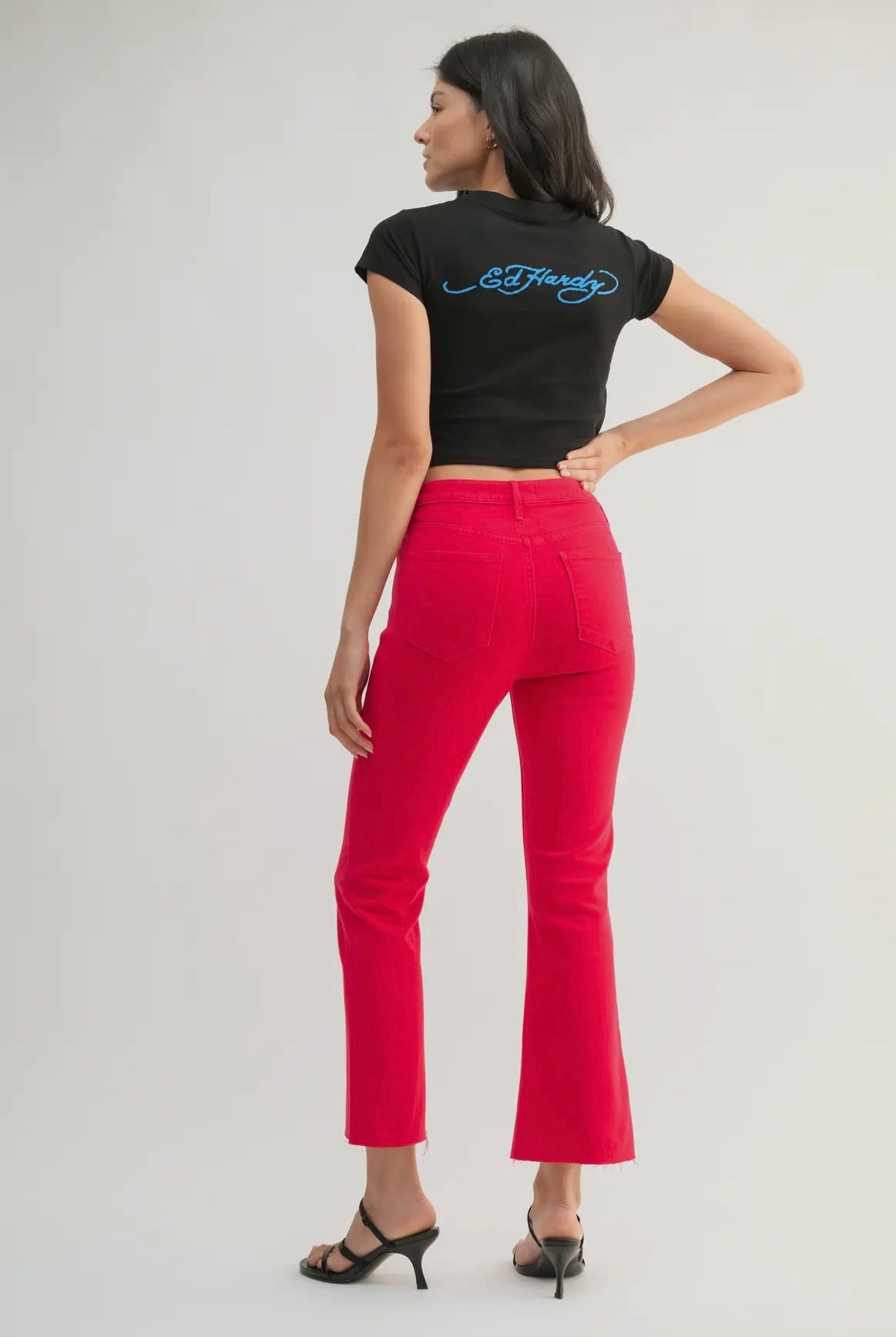 Crop Flare in Vintage Red