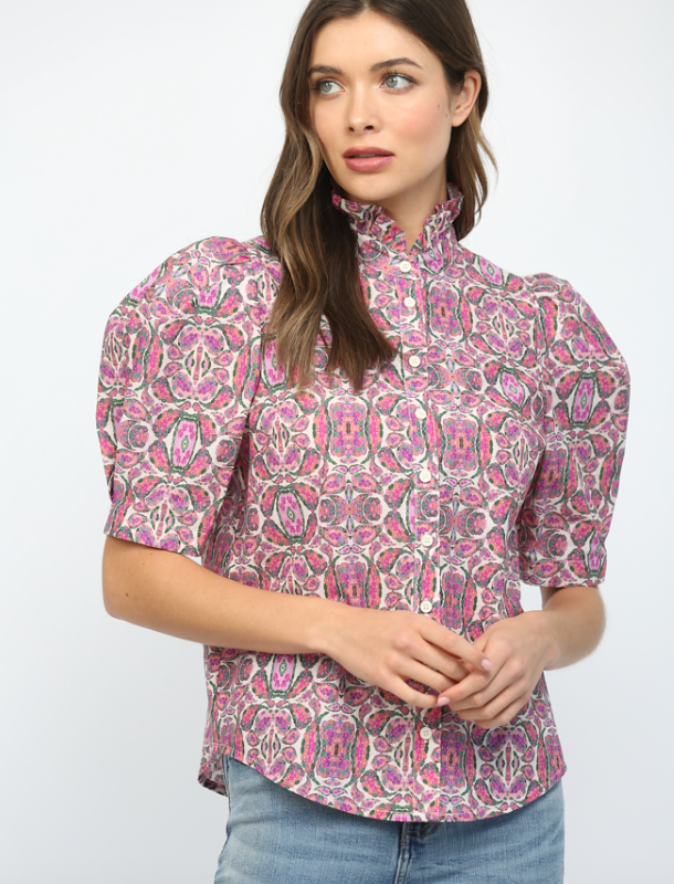 Pink Multi button-up top