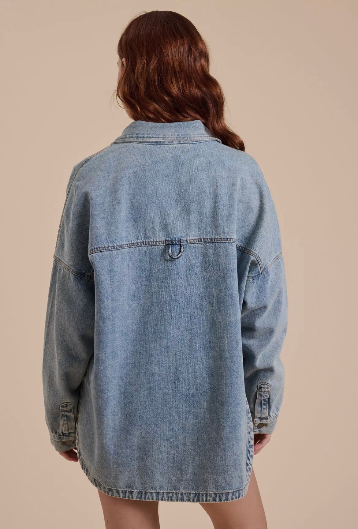 Washed Snap Button Denim Shacket