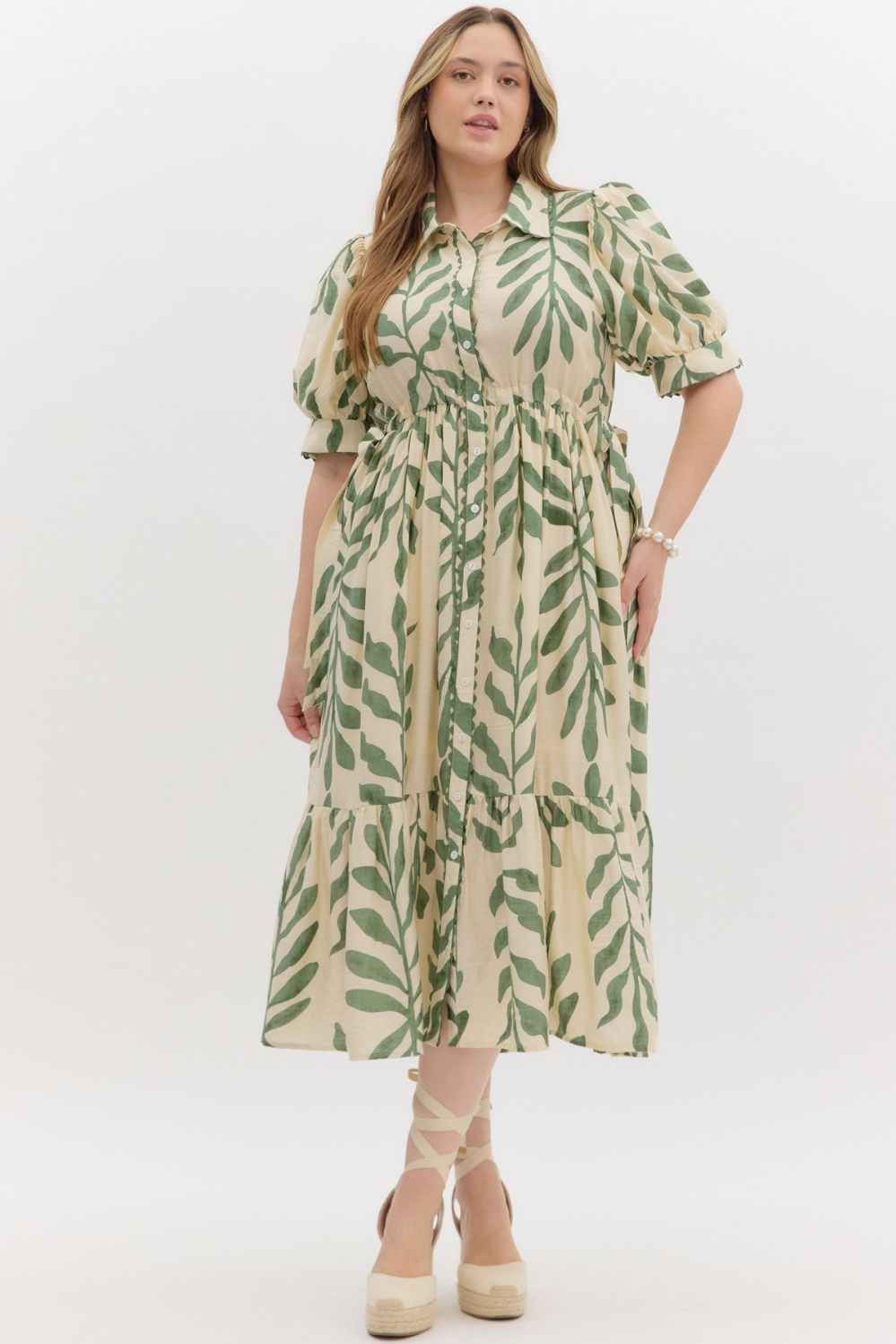 Botanical print midi dress - Plus