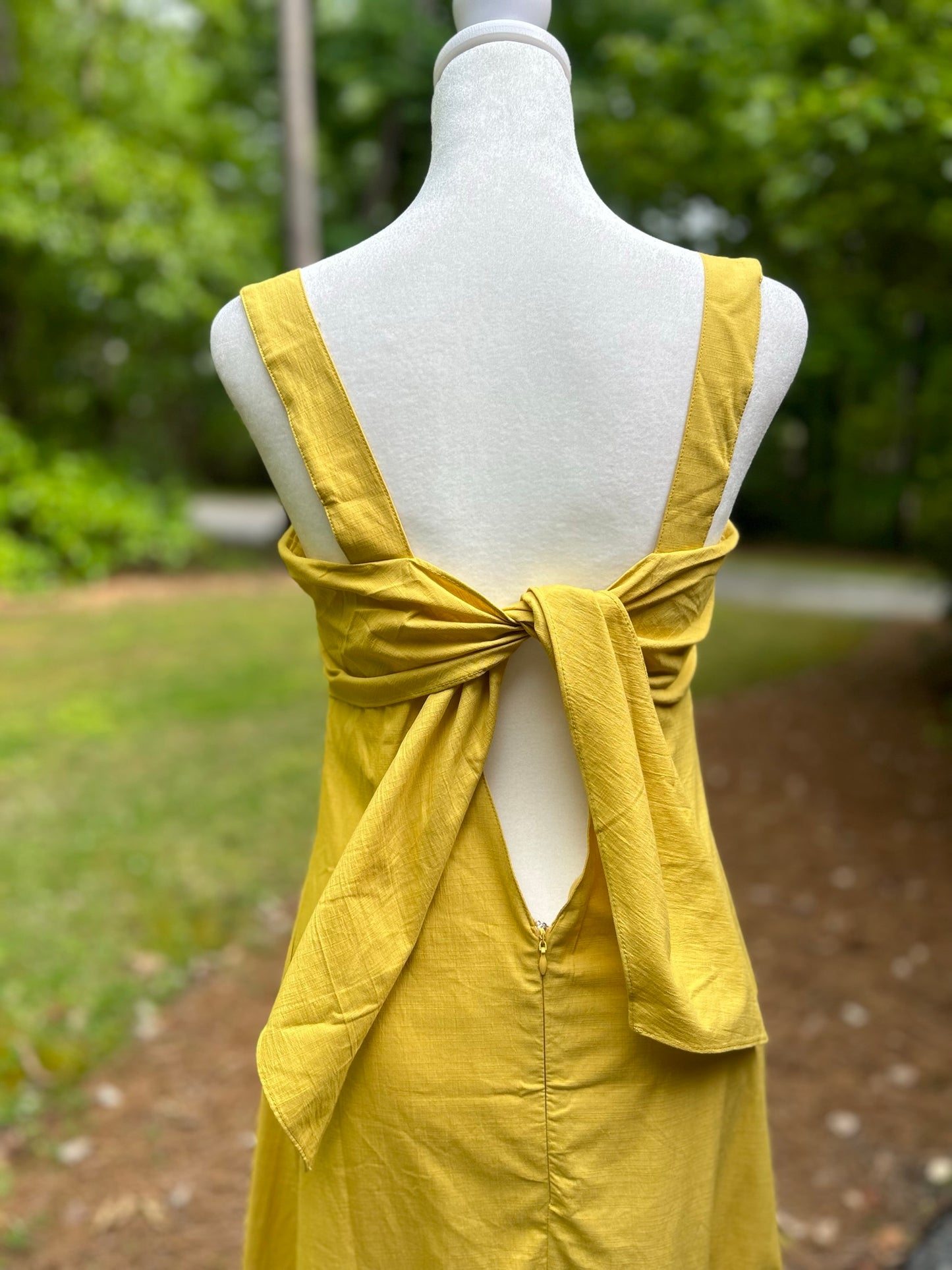 Back Tied Sleeveless Maxi Dress in Golden Yellow