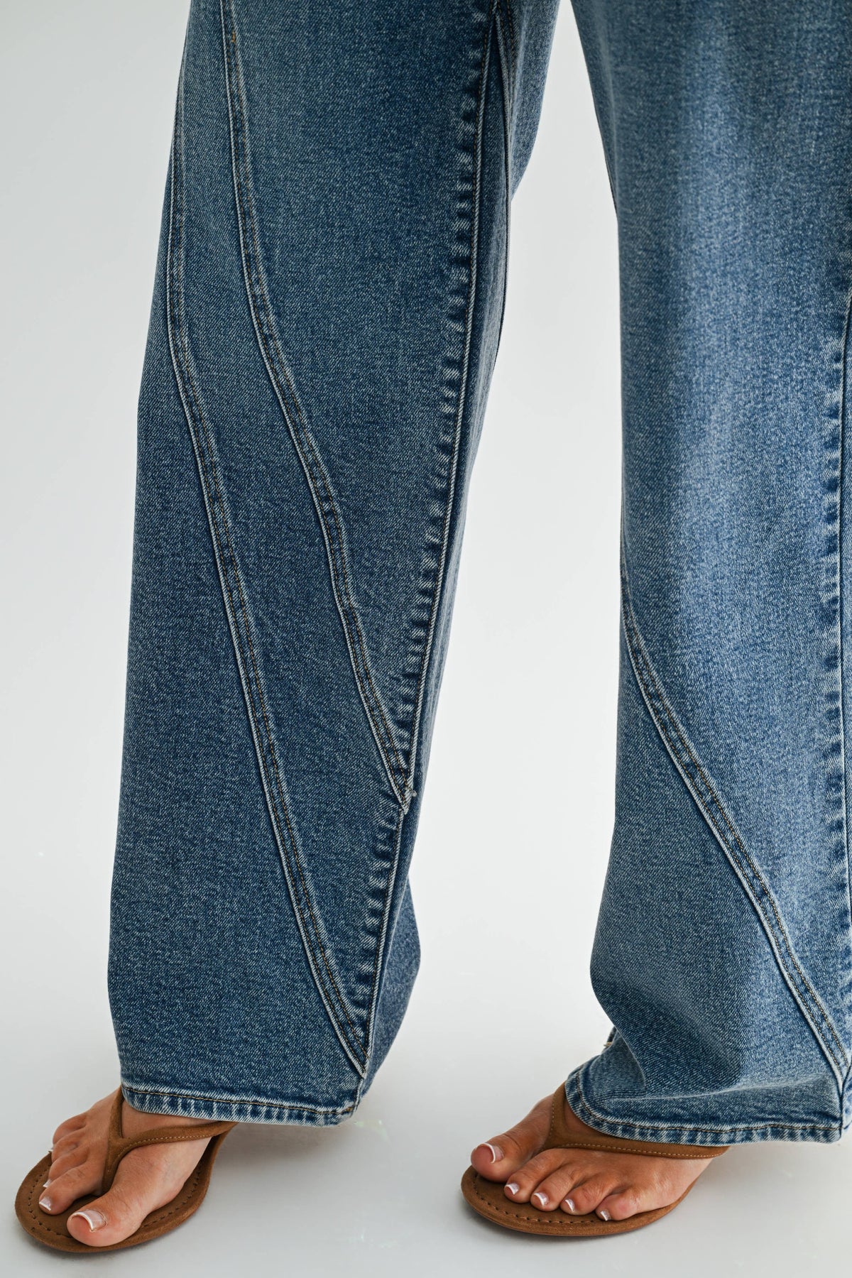 Asymmetric Seamed Straight - Medium Denim