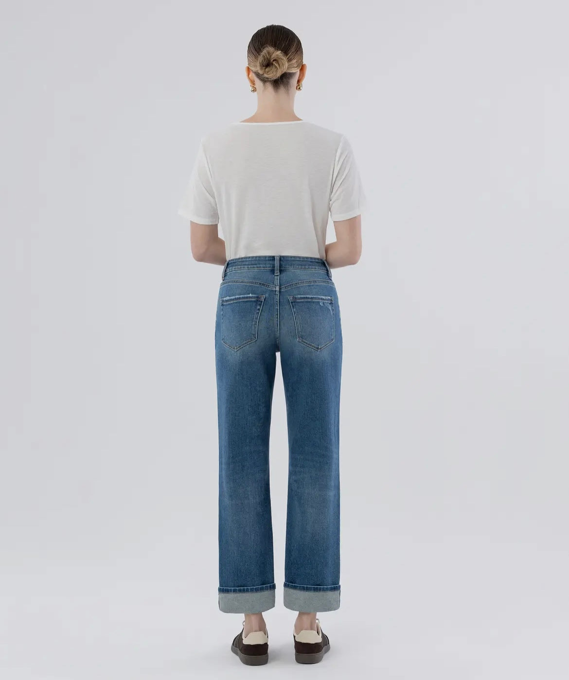 High Rise Cuffed Straight
Jeans
